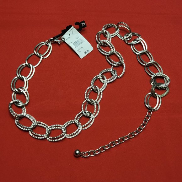 Textured Silver Tone Braided Chain Waist Belt - Picture 5 of 12